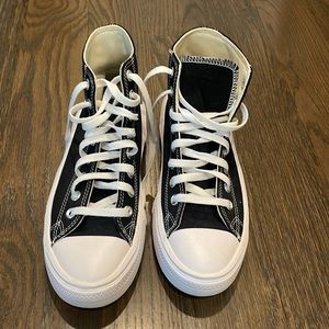 Black high top platform converse WORN ONCE